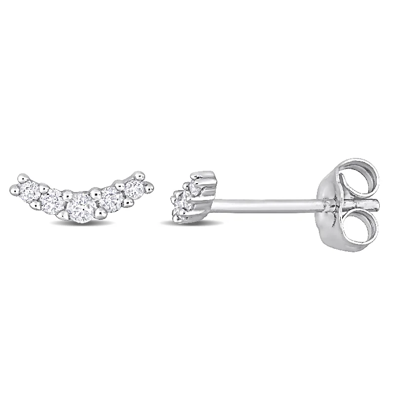 Limited-Stock Jewelry Sale – Once It's Gone, It's Gone Mimi & Max 1/10ct TDW Diamond Curve Stud Earrings in 10k White Gold Limited-Stock Jewelry Sale – Once It's Gone, It's Gone Mimi & Max 1/10ct TDW Diamond Curve Stud Earrings in 10k White Gold