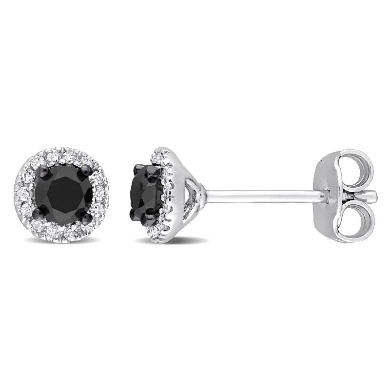 Best Jewelry Sale Prices – Limited-Time Offer Mimi & Max 1/2ct TW Black and White Halo Diamond Stud Earrings in Sterling Silver
