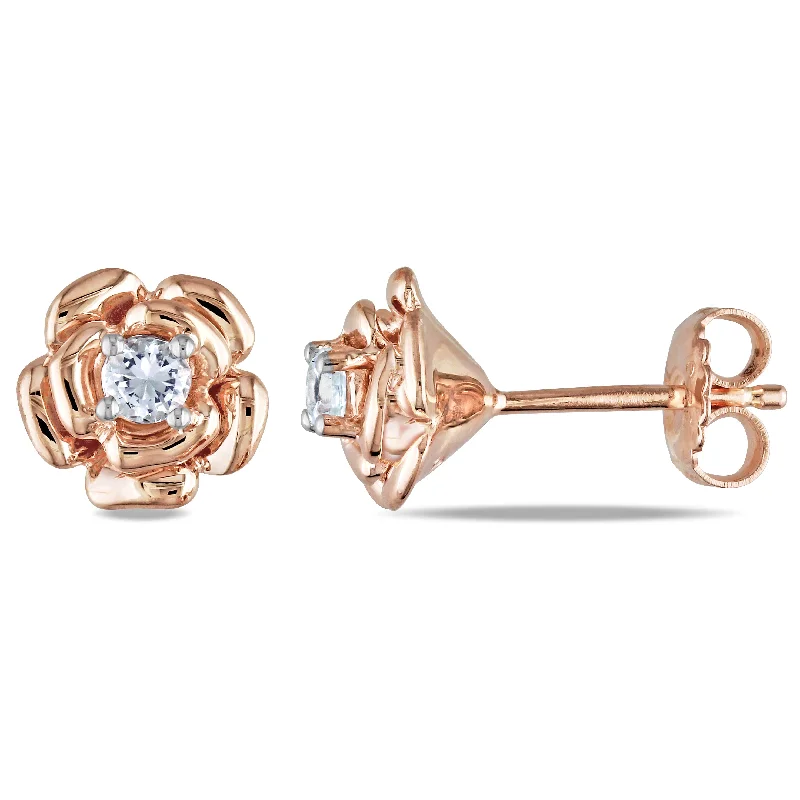 Personalized Jewelry Sale – Meaningful Gifts At Great Prices Mimi & Max 1/3ct TGW Created White Sapphire Flower Stud Earrings in Rose Plated Sterling Silver Personalized Jewelry Sale – Meaningful Gifts At Great Prices Mimi & Max 1/3ct TGW Created White Sapphire Flower Stud Earrings in Rose Plated Sterling Silver