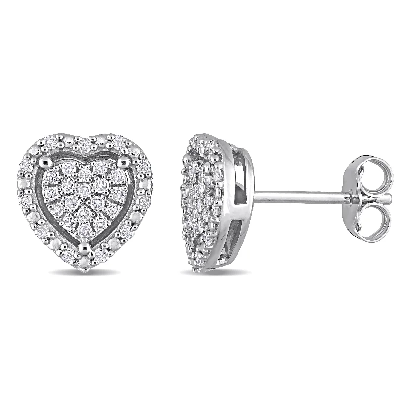 Trending Jewelry Now At Unbeatable Prices Mimi & Max 1/3ct TW Diamond Heart Halo Stud Earrings in Sterling Silver Trending Jewelry Now At Unbeatable Prices Mimi & Max 1/3ct TW Diamond Heart Halo Stud Earrings in Sterling Silver