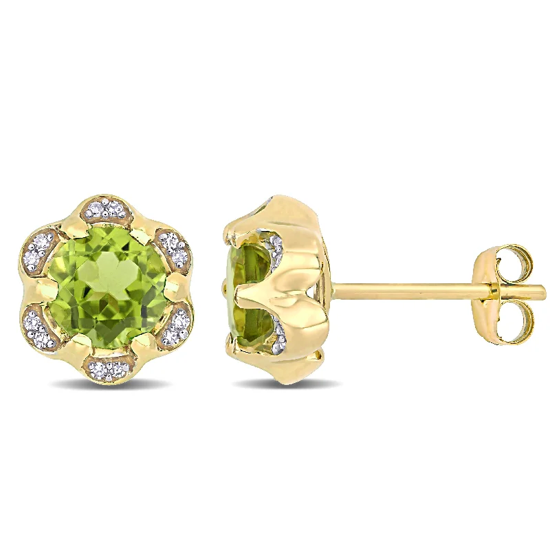 Huge Savings On Timeless Jewelry Collections Mimi & Max 1 4/5ct TGW Peridot and Diamond Accent Flower Stud Earrings in 14k Yellow Gold Huge Savings On Timeless Jewelry Collections Mimi & Max 1 4/5ct TGW Peridot and Diamond Accent Flower Stud Earrings in 14k Yellow Gold
