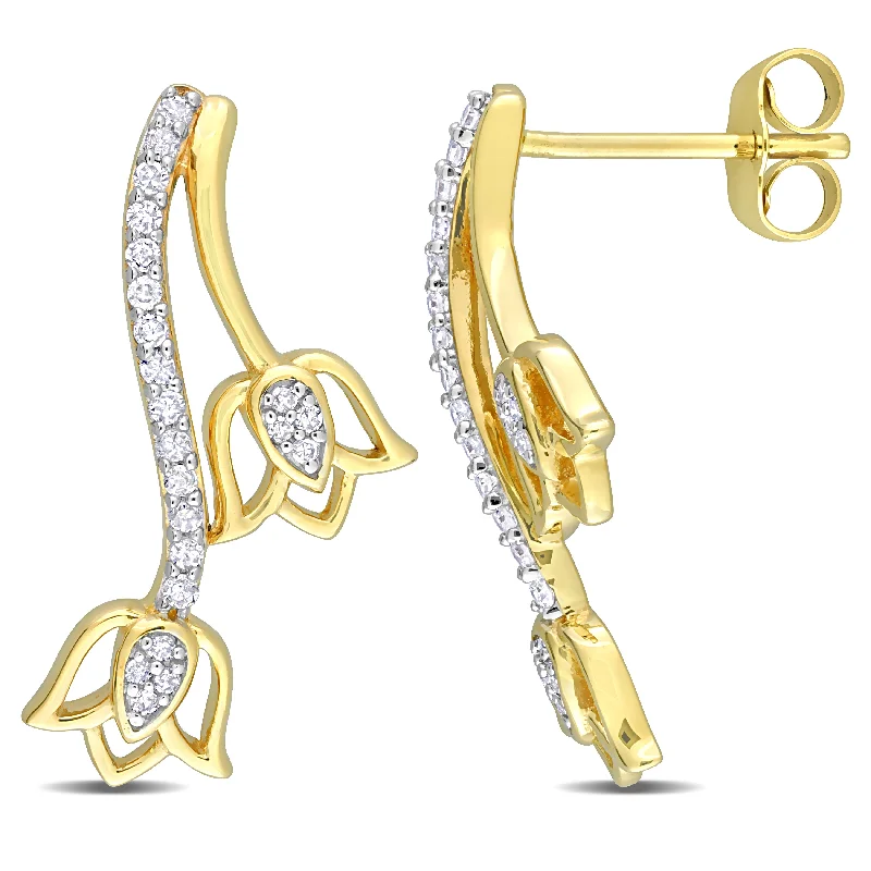 Luxury Jewelry At Unbeatable Discounts Mimi & Max 1/5ct TDW Diamond Floral Stud Earrings in 10k Yellow Gold Luxury Jewelry At Unbeatable Discounts Mimi & Max 1/5ct TDW Diamond Floral Stud Earrings in 10k Yellow Gold