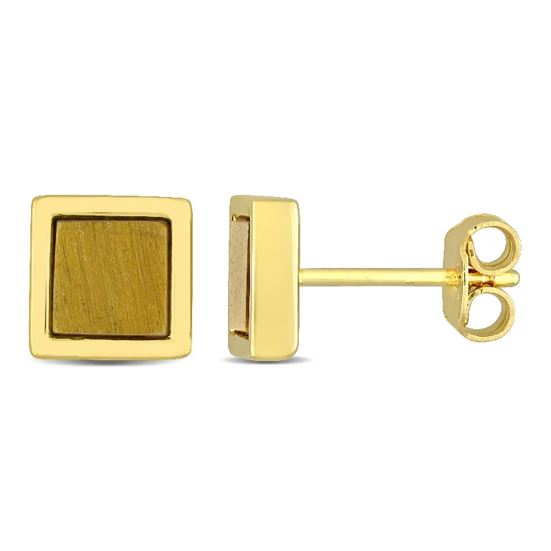 Elegant Rose Gold Jewelry For A Stylish Touch Mimi & Max 1ct TGW Tiger Eye Square Stud Earrings in Yellow Silver Elegant Rose Gold Jewelry For A Stylish Touch Mimi & Max 1ct TGW Tiger Eye Square Stud Earrings in Yellow Silver