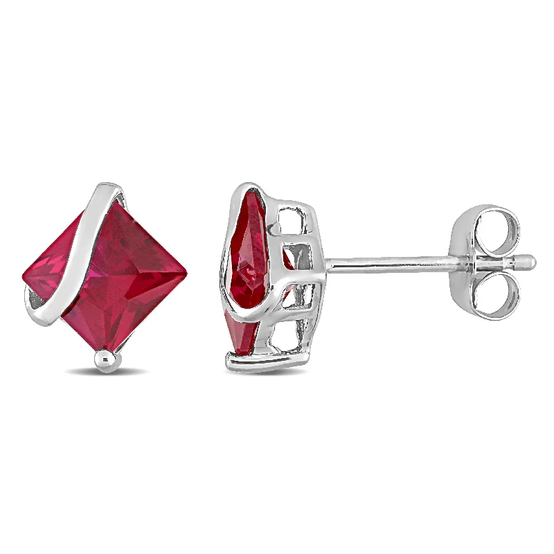 Seasonal Jewelry Deals – Elevate Your Style Mimi & Max 2 1/3ct' TGW Square Cut Created Ruby Stud Earrings in 10k White Gold Seasonal Jewelry Deals – Elevate Your Style Mimi & Max 2 1/3ct' TGW Square Cut Created Ruby Stud Earrings in 10k White Gold