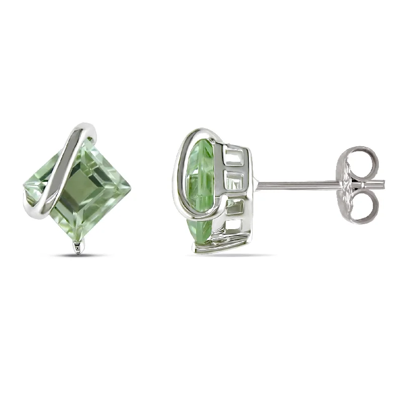 Upgrade Your Jewelry Collection For Less Mimi & Max 2 1/4ct TGW Green Quartz Stud Earrings in Sterling Silver