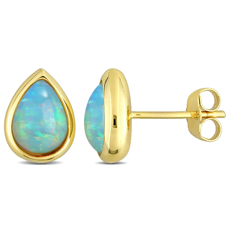 Limited-Time Offer On Elegant Jewelry Pieces Mimi & Max 2 1/5ct TGW Pear-cut Ethiopian Blue Opal Stud Earrings in 10k Yellow Gold Limited-Time Offer On Elegant Jewelry Pieces Mimi & Max 2 1/5ct TGW Pear-cut Ethiopian Blue Opal Stud Earrings in 10k Yellow Gold