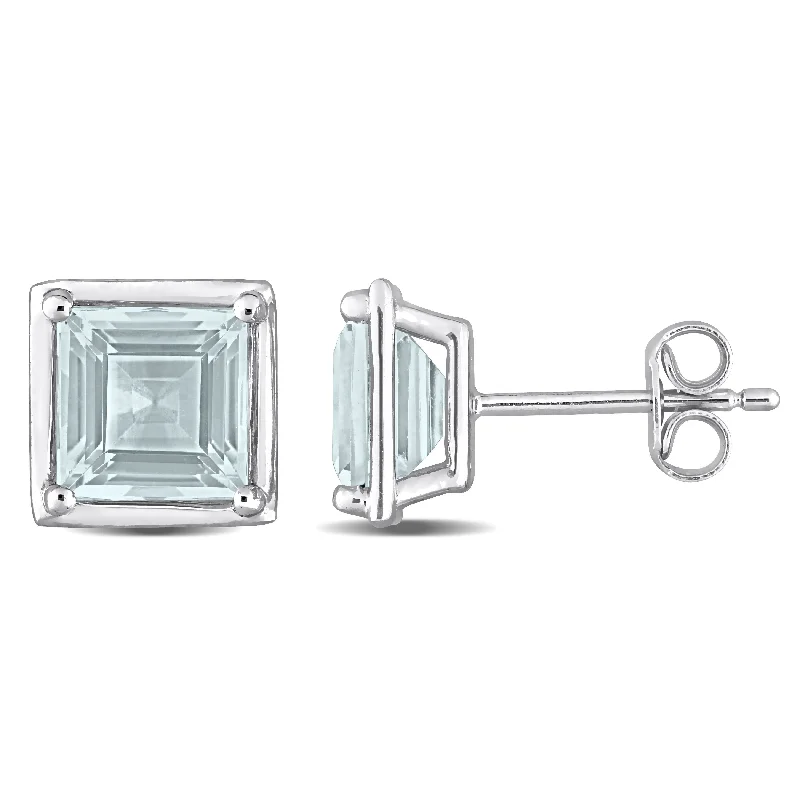 Shop Stylish Jewelry Now And Save Big Mimi & Max 3ct TGW Aquamarine Bezel Style Square Stud Earrings in Sterling Silver Shop Stylish Jewelry Now And Save Big Mimi & Max 3ct TGW Aquamarine Bezel Style Square Stud Earrings in Sterling Silver