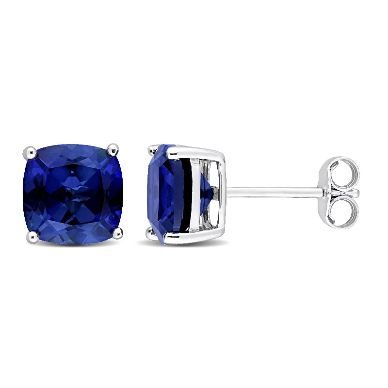 Luxury Jewelry Without The Luxury Price Tag Mimi & Max 6ct TGW 8mm Cushion Created Blue Sapphire Stud Earrings in Sterling Silver Luxury Jewelry Without The Luxury Price Tag Mimi & Max 6ct TGW 8mm Cushion Created Blue Sapphire Stud Earrings in Sterling Silver