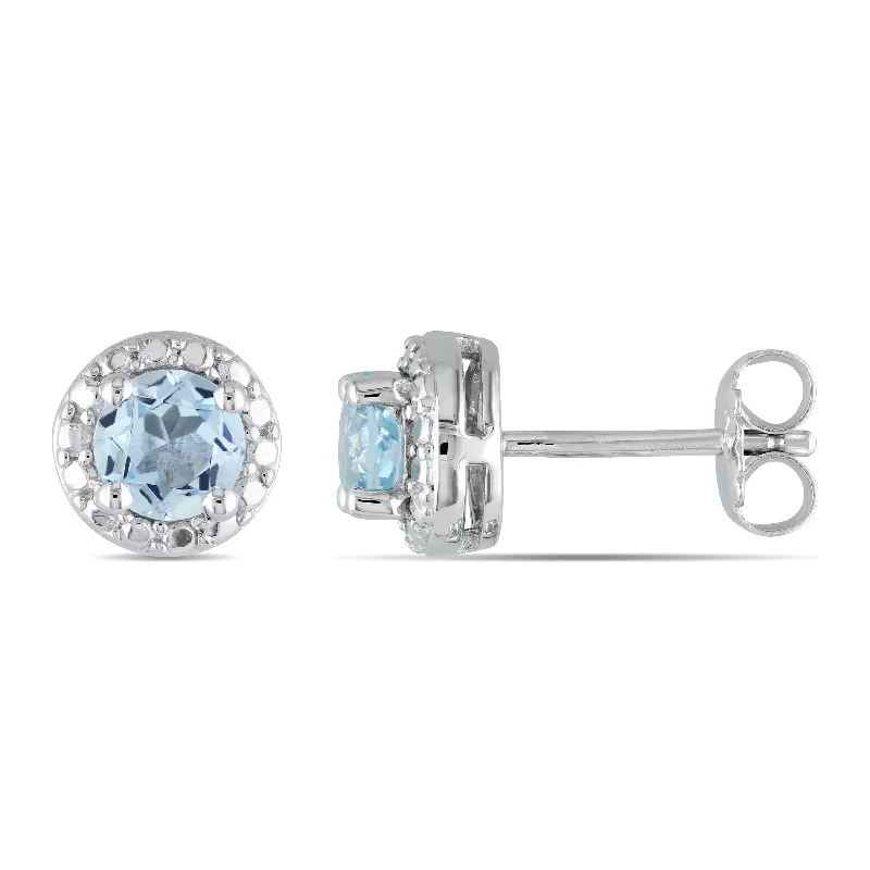 Shop Handcrafted Jewelry At Special Promotional Rates Mimi & Max Blue Topaz Halo Stud Earrings in Sterling Silver Shop Handcrafted Jewelry At Special Promotional Rates Mimi & Max Blue Topaz Halo Stud Earrings in Sterling Silver