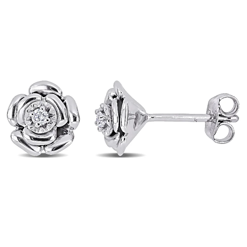 Affordable Luxury Jewelry For Every Occasion Mimi & Max Diamond Floral Stud Earrings in Sterling Silver Affordable Luxury Jewelry For Every Occasion Mimi & Max Diamond Floral Stud Earrings in Sterling Silver