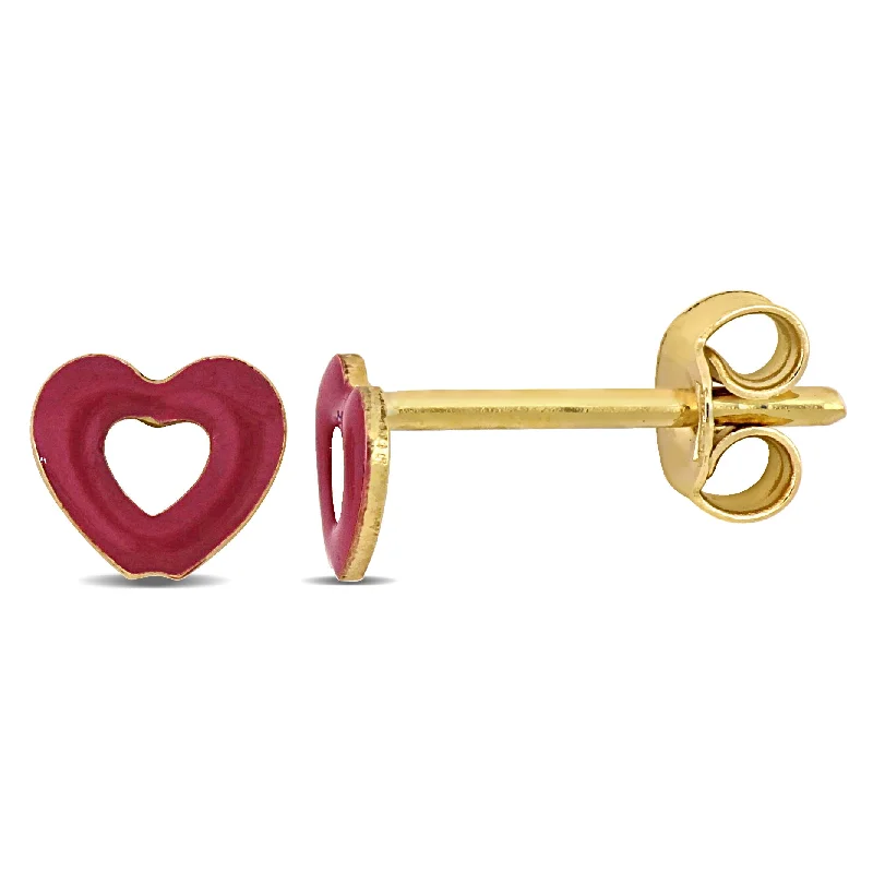 Grab Your Favorite Jewelry At The Lowest Prices Mimi & Max Heart Enamel Stud Earrings in 14k Yellow Gold Grab Your Favorite Jewelry At The Lowest Prices Mimi & Max Heart Enamel Stud Earrings in 14k Yellow Gold