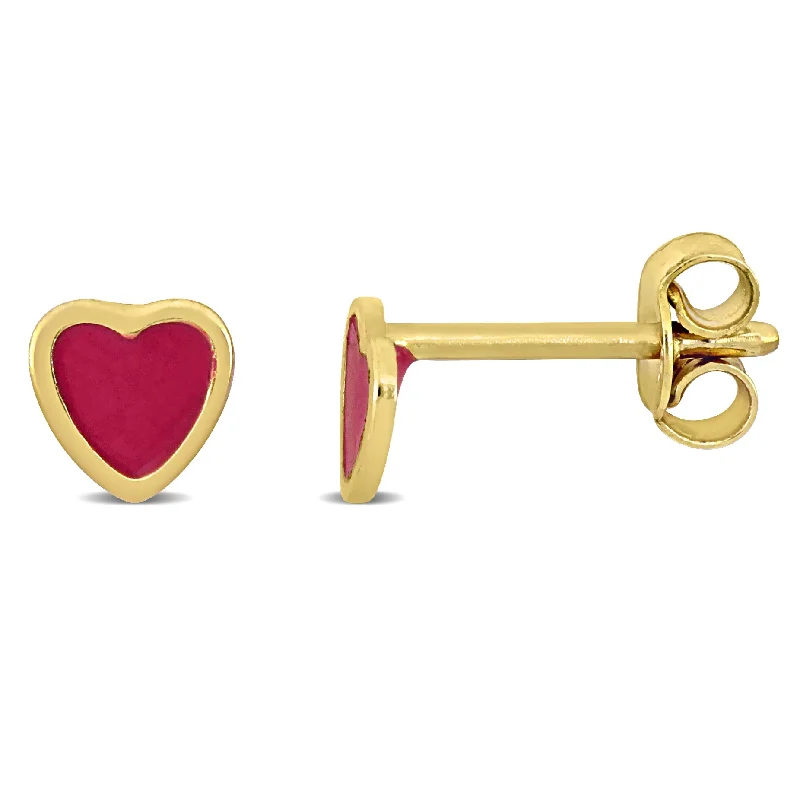 Bestselling Jewelry At Special Promotional Rates Mimi & Max Red Enamel Heart Stud Earrings in 14k Yellow Gold Bestselling Jewelry At Special Promotional Rates Mimi & Max Red Enamel Heart Stud Earrings in 14k Yellow Gold