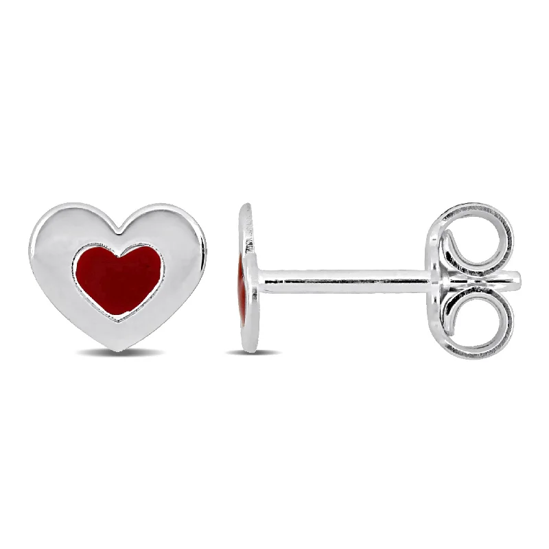 Shop Dazzling Jewelry At The Best Prices Mimi & Max Red Enamel Heart Stud Earrings in Sterling Silver Shop Dazzling Jewelry At The Best Prices Mimi & Max Red Enamel Heart Stud Earrings in Sterling Silver