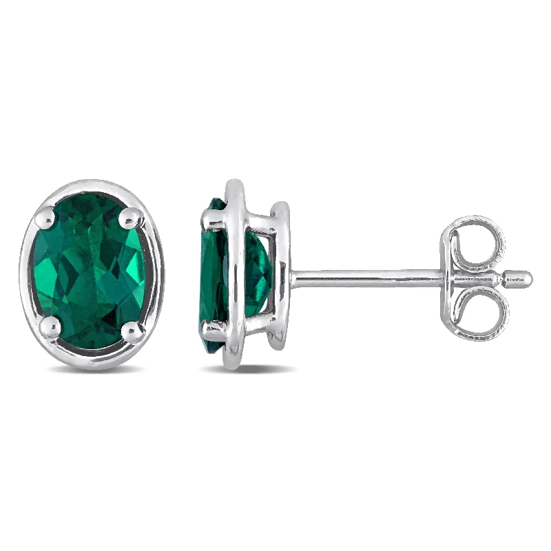 Elegant Jewelry, Exclusive Prices – Shop Now Mimi & Max Women's 1 3/5ct TGW Created Emerald Bezel Style Oval Stud Earrings in Sterling Silver Elegant Jewelry, Exclusive Prices – Shop Now Mimi & Max Women's 1 3/5ct TGW Created Emerald Bezel Style Oval Stud Earrings in Sterling Silver