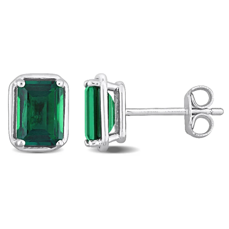 Bestselling Jewelry At Special Promotional Rates Mimi & Max Women's 1 4/5ct TGW Created Emerald Bezel Style Emerald Cut Stud Earrings in Sterling Silver Bestselling Jewelry At Special Promotional Rates Mimi & Max Women's 1 4/5ct TGW Created Emerald Bezel Style Emerald Cut Stud Earrings in Sterling Silver