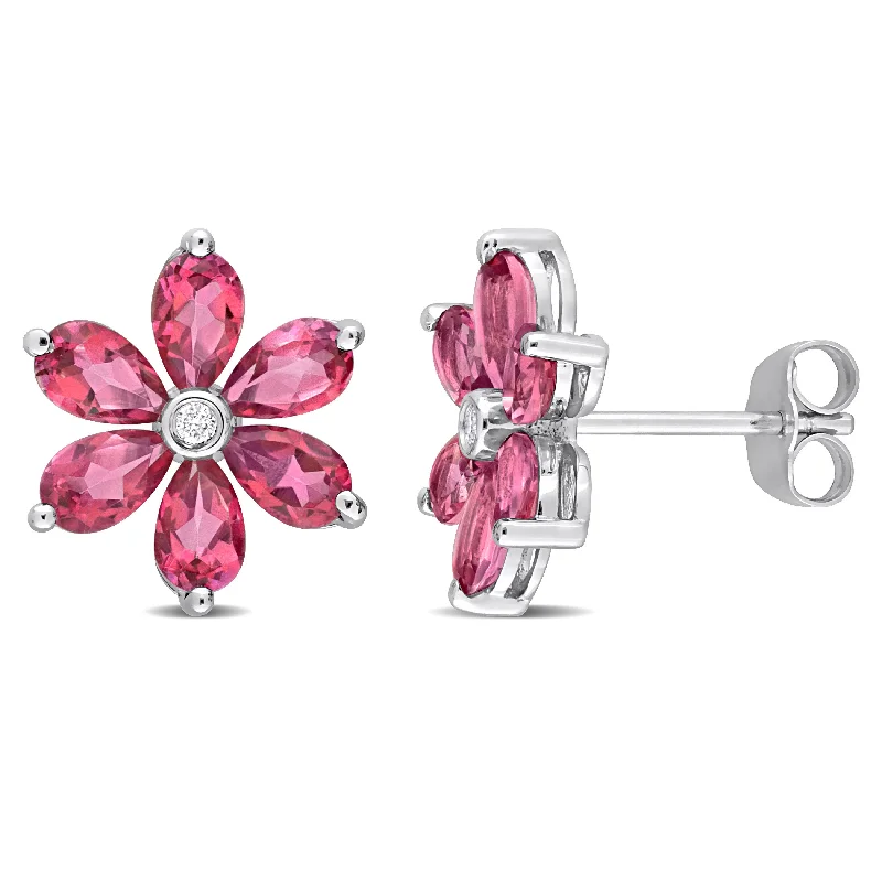 Grab Your Favorite Jewelry At The Lowest Prices Mimi & Max Womens 4 4/5ct TGW Pear Shape Pink Topaz and Diamond Accent Floral Stud Earrings in 10k White Gold Grab Your Favorite Jewelry At The Lowest Prices Mimi & Max Womens 4 4/5ct TGW Pear Shape Pink Topaz and Diamond Accent Floral Stud Earrings in 10k White Gold