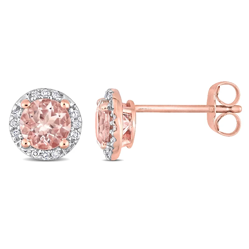 Grab Stylish Jewelry Before The Sale Ends Morganite and Diamond Halo Stud Earrings in 10k Rose Gold Grab Stylish Jewelry Before The Sale Ends Morganite and Diamond Halo Stud Earrings in 10k Rose Gold