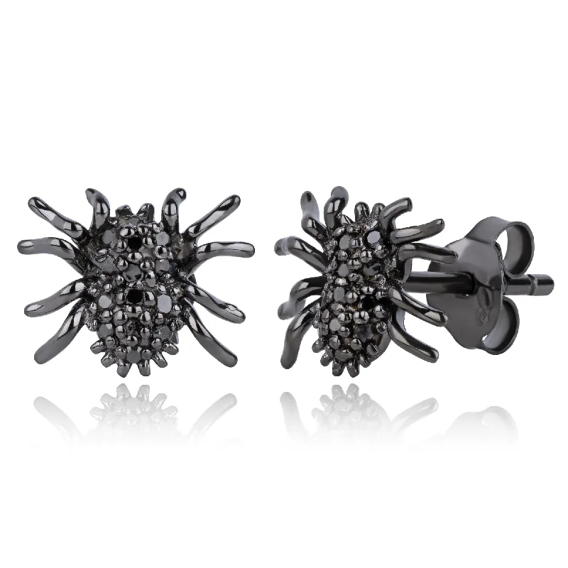 Premium Diamond Jewelry For Unforgettable Moments Real Black Diamond Spider Stud Earrings in Sterling Silver Premium Diamond Jewelry For Unforgettable Moments Real Black Diamond Spider Stud Earrings in Sterling Silver