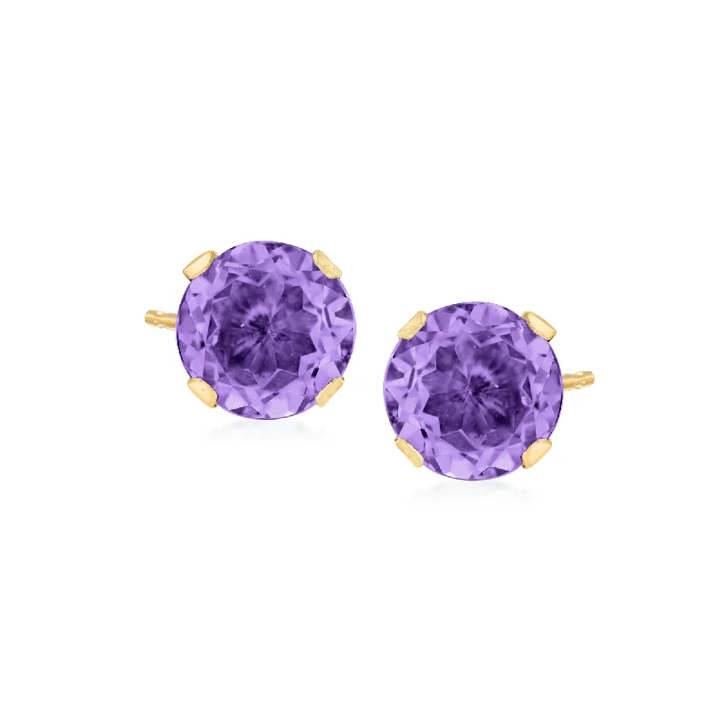 Trendy Minimalist Jewelry For Everyday Wear Ross-Simons Amethyst Stud Earrings in 14kt Yellow Gold Trendy Minimalist Jewelry For Everyday Wear Ross-Simons Amethyst Stud Earrings in 14kt Yellow Gold