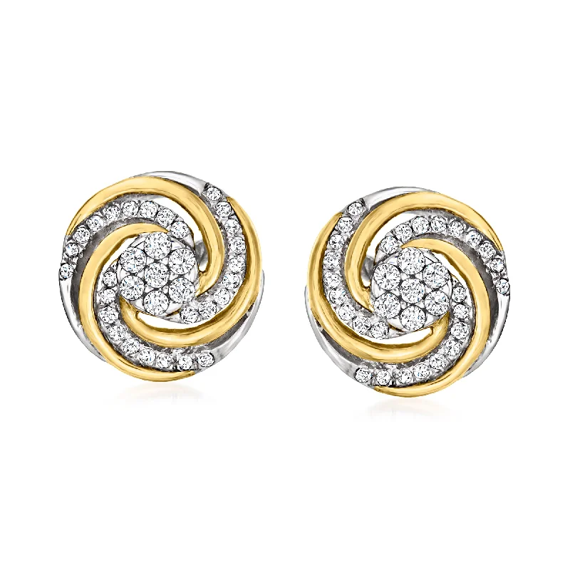 Best Jewelry Deals – Premium Quality At Exclusive Discounts Ross-Simons Diamond Swirl Stud Earrings in Sterling Silver and 14kt Yellow Gold