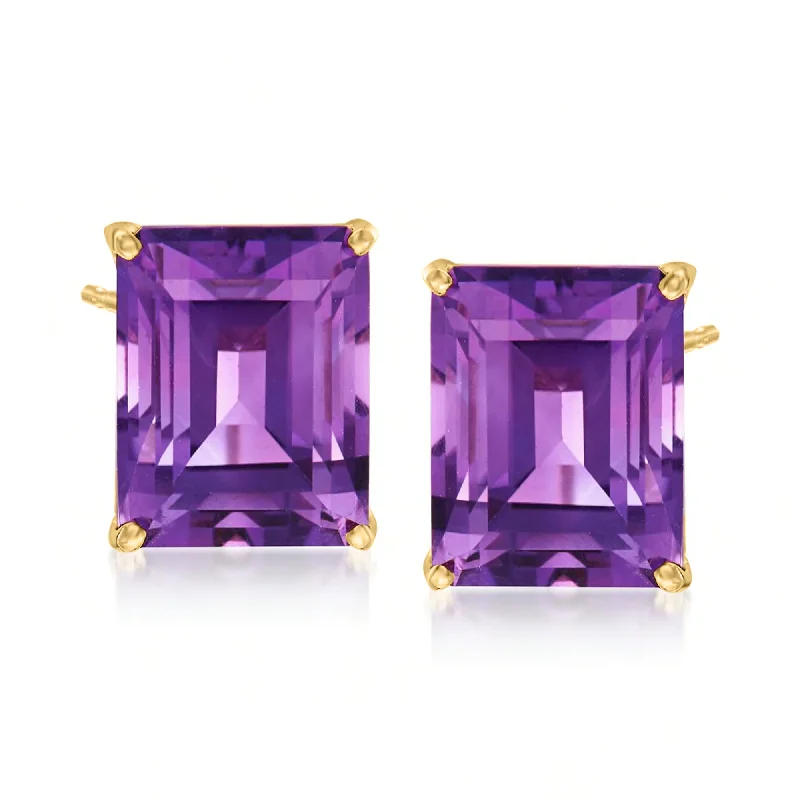Elegant Jewelry Styles At Budget-Friendly Prices Ross-Simons Emerald-Cut Amethyst Stud Earrings in 14kt Yellow Gold Elegant Jewelry Styles At Budget-Friendly Prices Ross-Simons Emerald-Cut Amethyst Stud Earrings in 14kt Yellow Gold