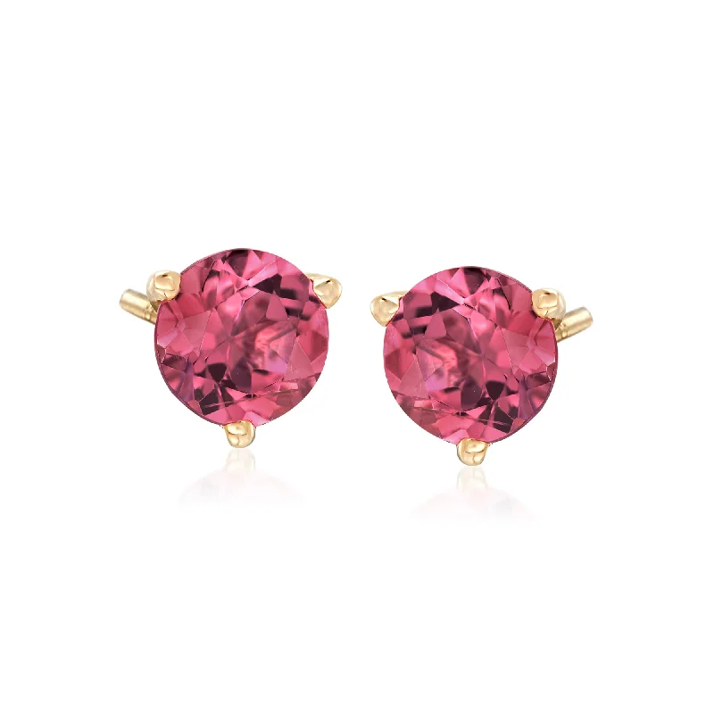 Eco-Friendly Sustainable Jewelry For Conscious Buyers Ross-Simons Pink Tourmaline Stud Earrings in 14kt Yellow Gold Eco-Friendly Sustainable Jewelry For Conscious Buyers Ross-Simons Pink Tourmaline Stud Earrings in 14kt Yellow Gold