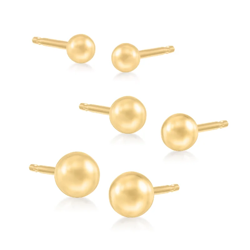 Buy More, Save More On Stunning Jewelry Pieces RS Pure by Ross-Simons 14kt Yellow Gold Jewelry Set: 3 Pairs Of 3-5mm Ball Stud Earrings Buy More, Save More On Stunning Jewelry Pieces RS Pure by Ross-Simons 14kt Yellow Gold Jewelry Set: 3 Pairs Of 3-5mm Ball Stud Earrings