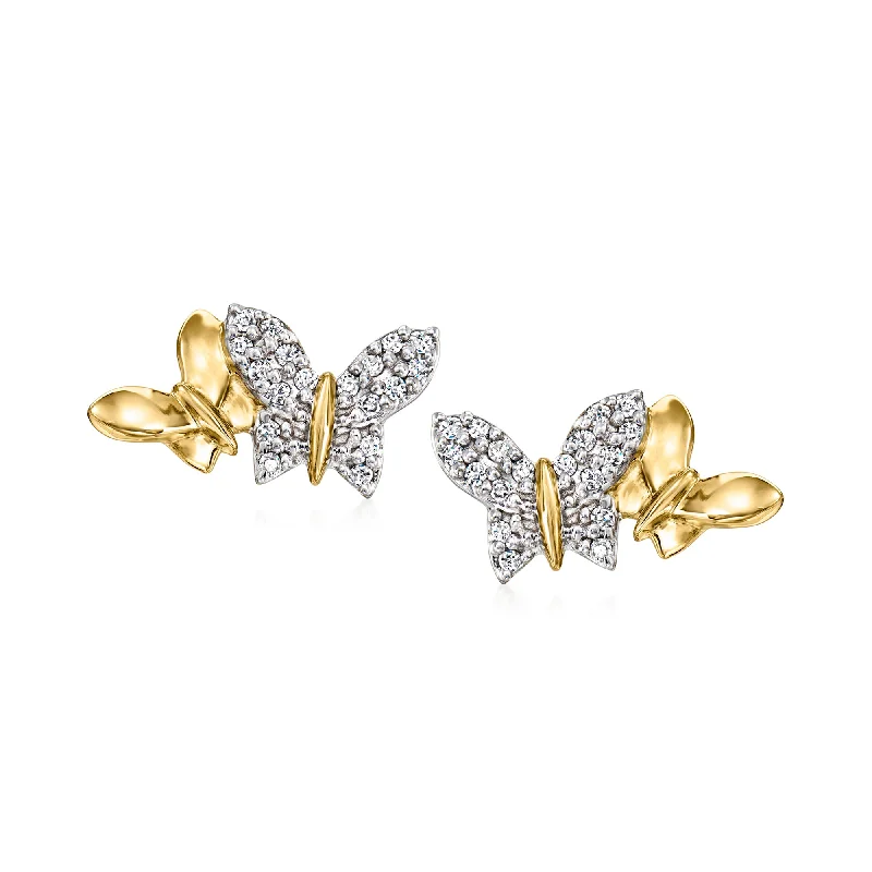 Grab Your Dream Jewelry At The Lowest Prices RS Pure by Ross-Simons Diamond Butterfly Stud Earrings in 14kt Yellow Gold Grab Your Dream Jewelry At The Lowest Prices RS Pure by Ross-Simons Diamond Butterfly Stud Earrings in 14kt Yellow Gold