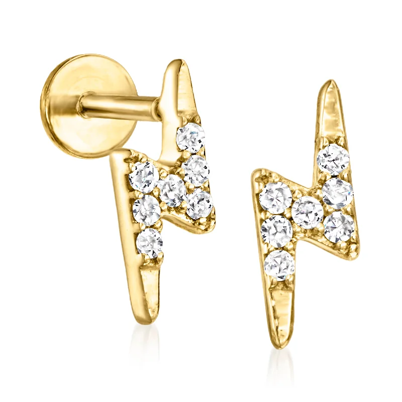 Premium Jewelry, Premium Discounts – Act Fast RS Pure by Ross-Simons Diamond Lightning Bolt Stud Earrings in 14kt Yellow Gold Premium Jewelry, Premium Discounts – Act Fast RS Pure by Ross-Simons Diamond Lightning Bolt Stud Earrings in 14kt Yellow Gold