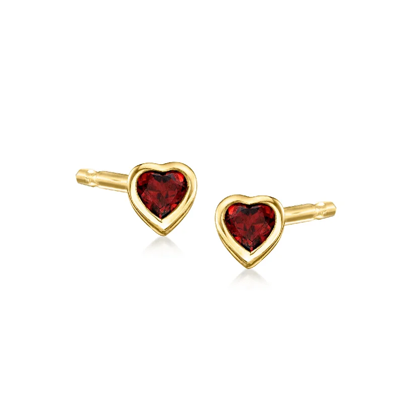 Limited-Time Offer On Premium Jewelry Collections RS Pure by Ross-Simons Garnet Heart Stud Earrings in 14kt Yellow Gold Limited-Time Offer On Premium Jewelry Collections RS Pure by Ross-Simons Garnet Heart Stud Earrings in 14kt Yellow Gold