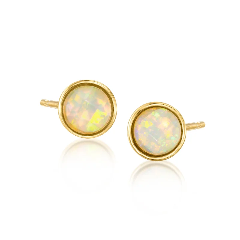 Huge Markdowns On Premium Jewelry Styles RS Pure by Ross-Simons Opal Stud Earrings in 14kt Yellow Gold Huge Markdowns On Premium Jewelry Styles RS Pure by Ross-Simons Opal Stud Earrings in 14kt Yellow Gold