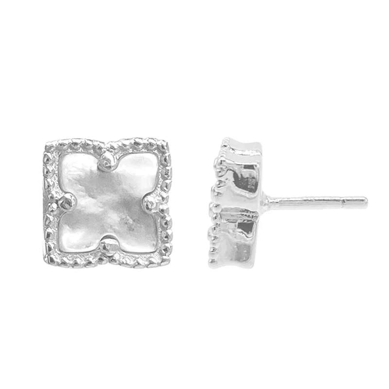 Final Call For Exquisite Jewelry At Reduced Rates Silver Plated Flower White Mother-of-Pearl Stud Earrings Final Call For Exquisite Jewelry At Reduced Rates Silver Plated Flower White Mother-of-Pearl Stud Earrings