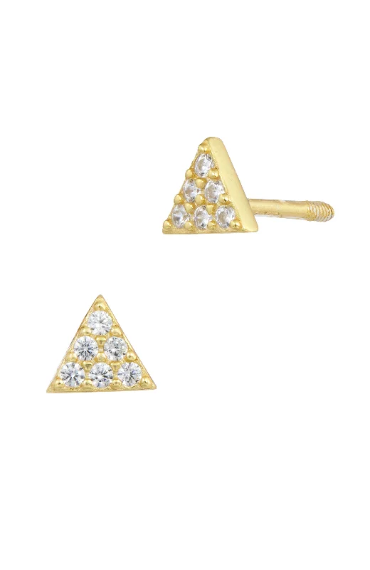 Get Ready To Sparkle – Special Jewelry Discounts Sterling Silver Gold Plated CZ Triangle 4mm Stud Earrings Get Ready To Sparkle – Special Jewelry Discounts Sterling Silver Gold Plated CZ Triangle 4mm Stud Earrings