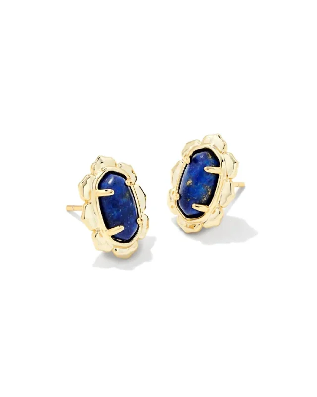 Timeless Elegance, Temporary Discounts – Act Fast Women's Piper Gold Stud Earrings In Blue Lapiz Timeless Elegance, Temporary Discounts – Act Fast Women's Piper Gold Stud Earrings In Blue Lapiz