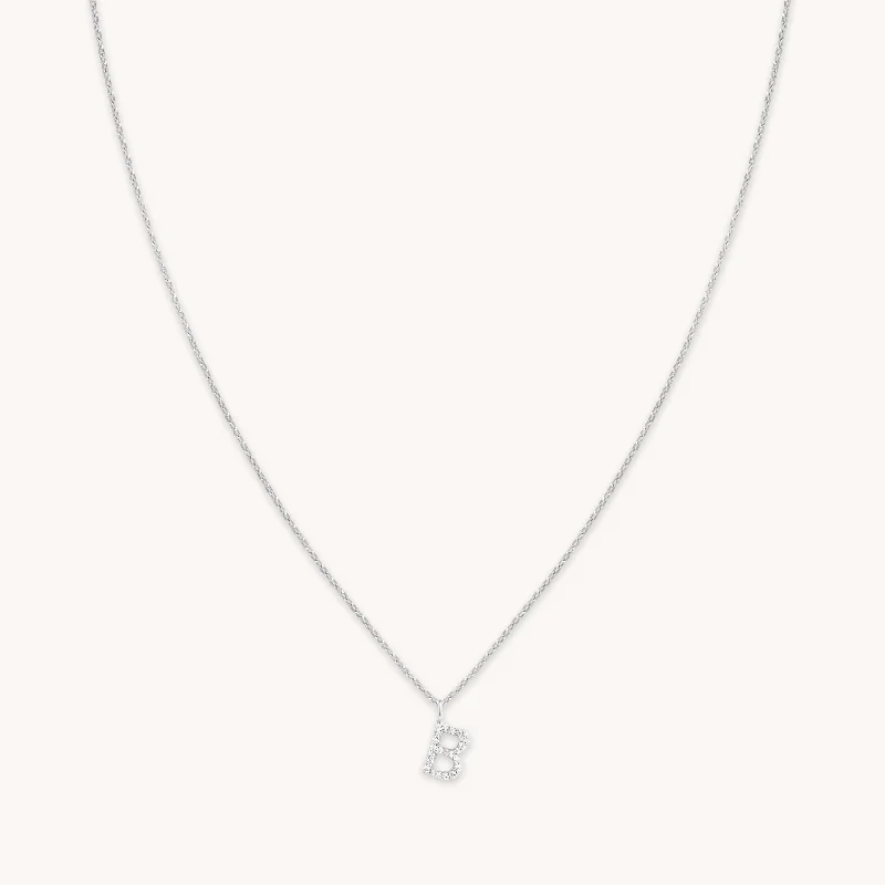 Exclusive Gemstone Jewelry At Special Prices B Initial Pavé Pendant Necklace in Silver Exclusive Gemstone Jewelry At Special Prices B Initial Pavé Pendant Necklace in Silver