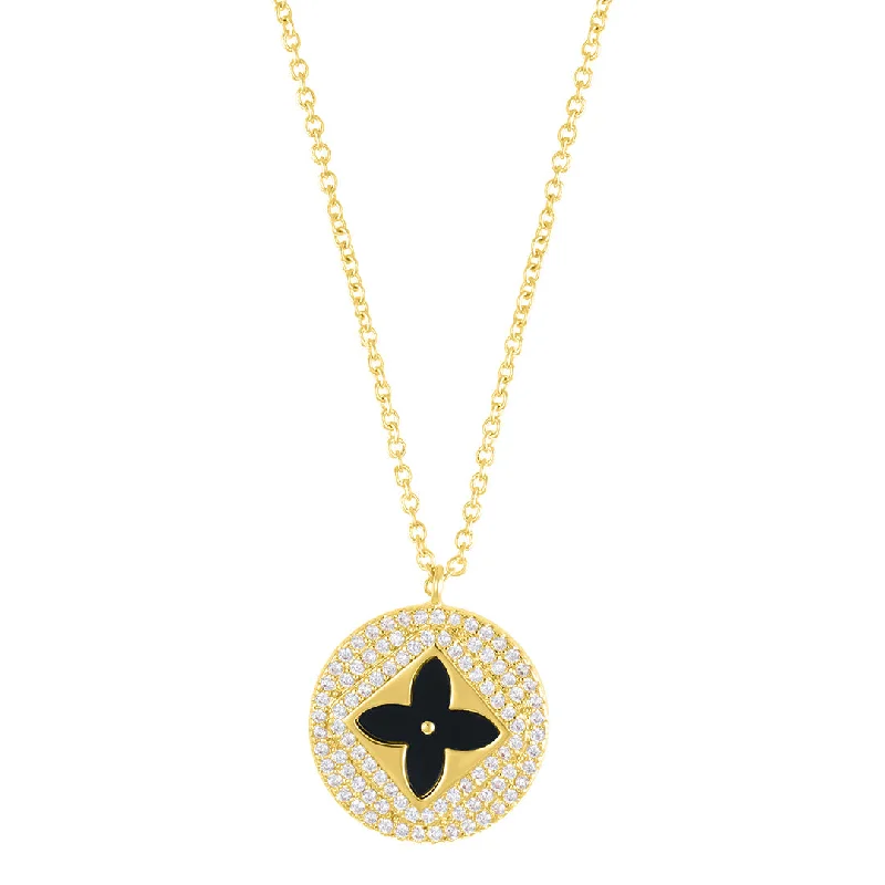 Don't Miss These Dazzling Jewelry Discounts 14k Gold Plated Black Inlay Pave Clover Necklace Don't Miss These Dazzling Jewelry Discounts 14k Gold Plated Black Inlay Pave Clover Necklace