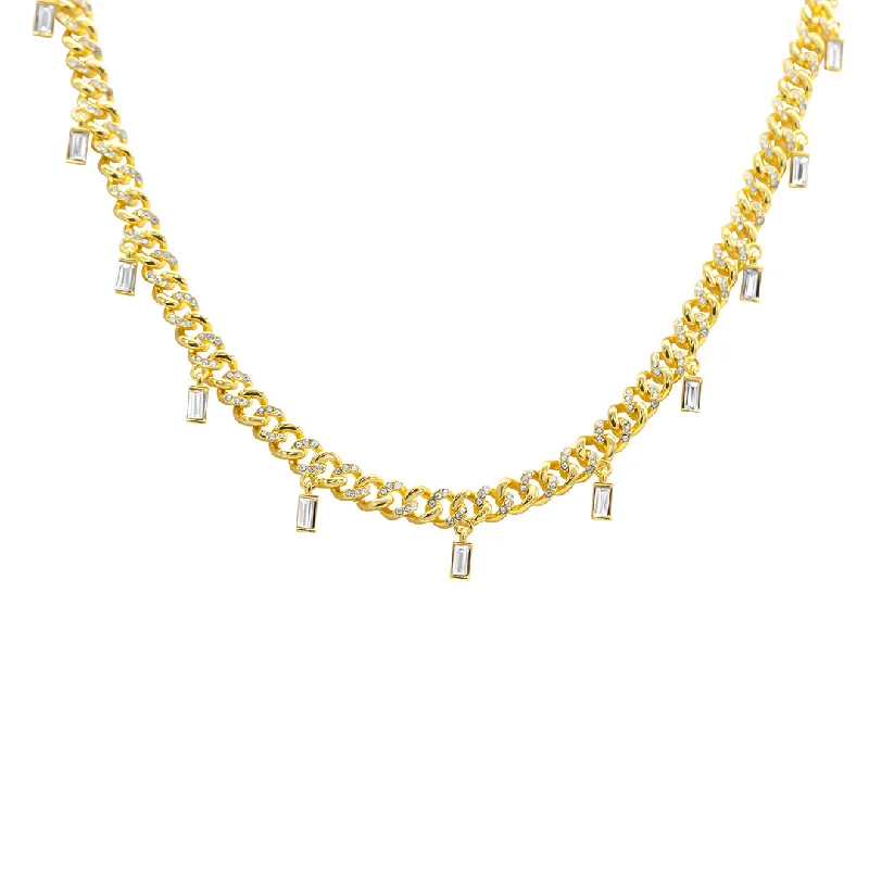 Jewelry Clearance – Final Chance To Save Big 14k Gold Plated Curb Chain Baguette Dangle Adjustable Choker Necklace Jewelry Clearance – Final Chance To Save Big 14k Gold Plated Curb Chain Baguette Dangle Adjustable Choker Necklace