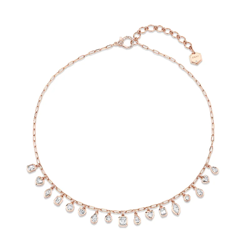 Timeless Elegance Now At Special Discounts DIAMOND MIXED BEZEL DROP NECKLACE