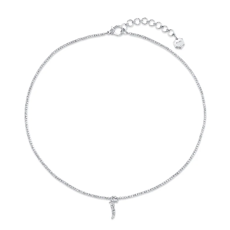 Shop Signature Jewelry Styles At Exclusive Prices DIAMOND PAVE ARABIC INITIAL THREADS NECKLACE