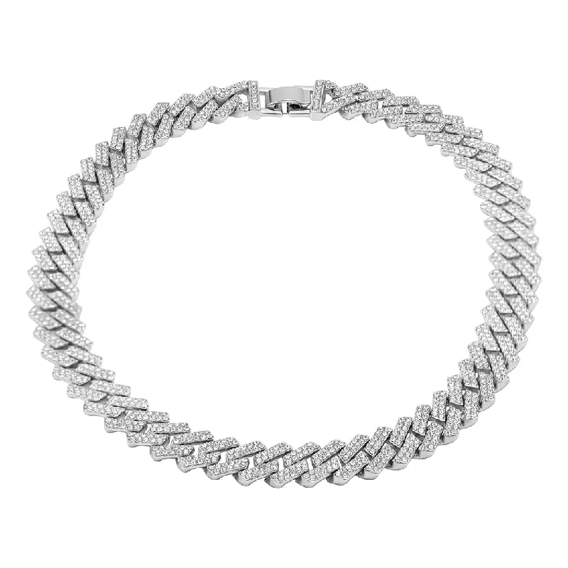 Luxury Jewelry Without The Luxury Price Tag Rhodium Plated Edgy Cuban Crystal Chain Necklace Luxury Jewelry Without The Luxury Price Tag Rhodium Plated Edgy Cuban Crystal Chain Necklace