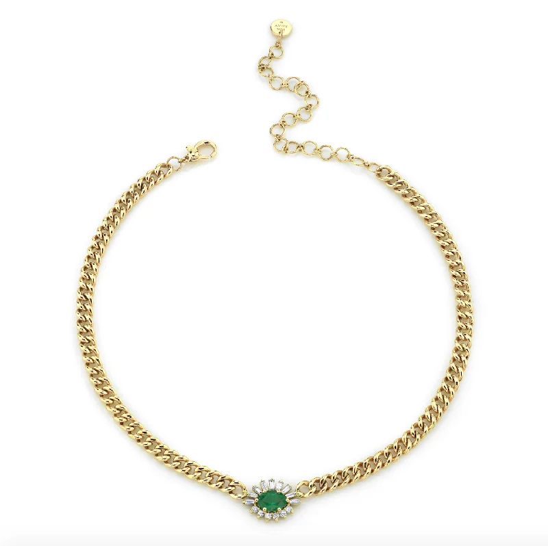 Grab Your Favorite Jewelry At The Lowest Prices EMERALD & DIAMOND EVIL EYE MINI LINK NECKLACE Grab Your Favorite Jewelry At The Lowest Prices EMERALD & DIAMOND EVIL EYE MINI LINK NECKLACE