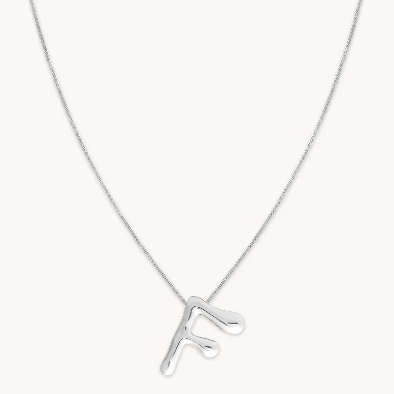 Customized Silver Jewelry For Unique Style F Initial Bold Pendant Necklace in Silver Customized Silver Jewelry For Unique Style F Initial Bold Pendant Necklace in Silver