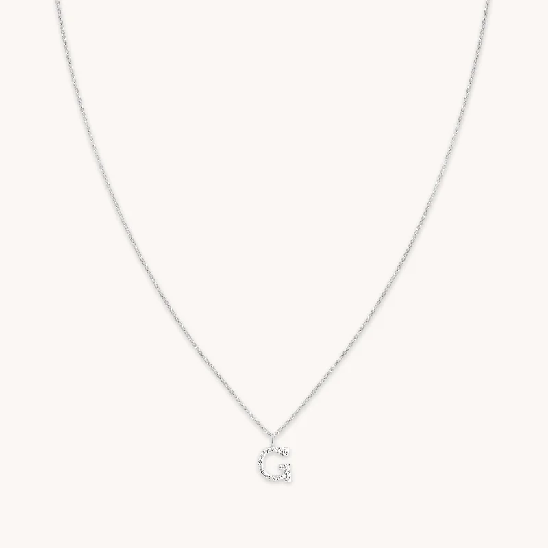 Jewelry Sale Alert – Shop Timeless Elegance Today G Initial Pavé Pendant Necklace in Silver