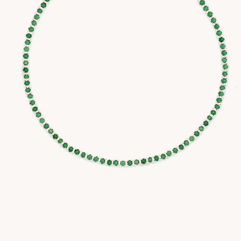 Jewelry Deals That Outshine The Rest Green Agate Beaded Necklace in Silver