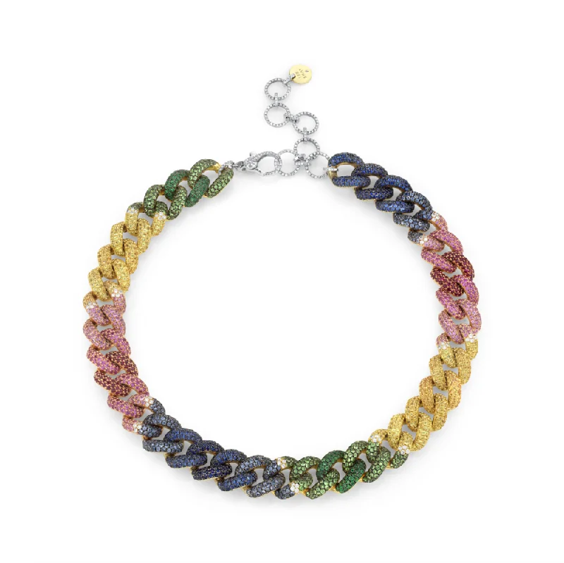 Handcrafted Beauty At Affordable Prices RAINBOW PAVE JUMBO LINK NECKLACE