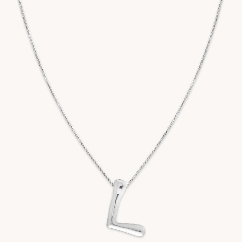 Don't Miss These Dazzling Jewelry Discounts L Initial Bold Pendant Necklace in Silver Don't Miss These Dazzling Jewelry Discounts L Initial Bold Pendant Necklace in Silver