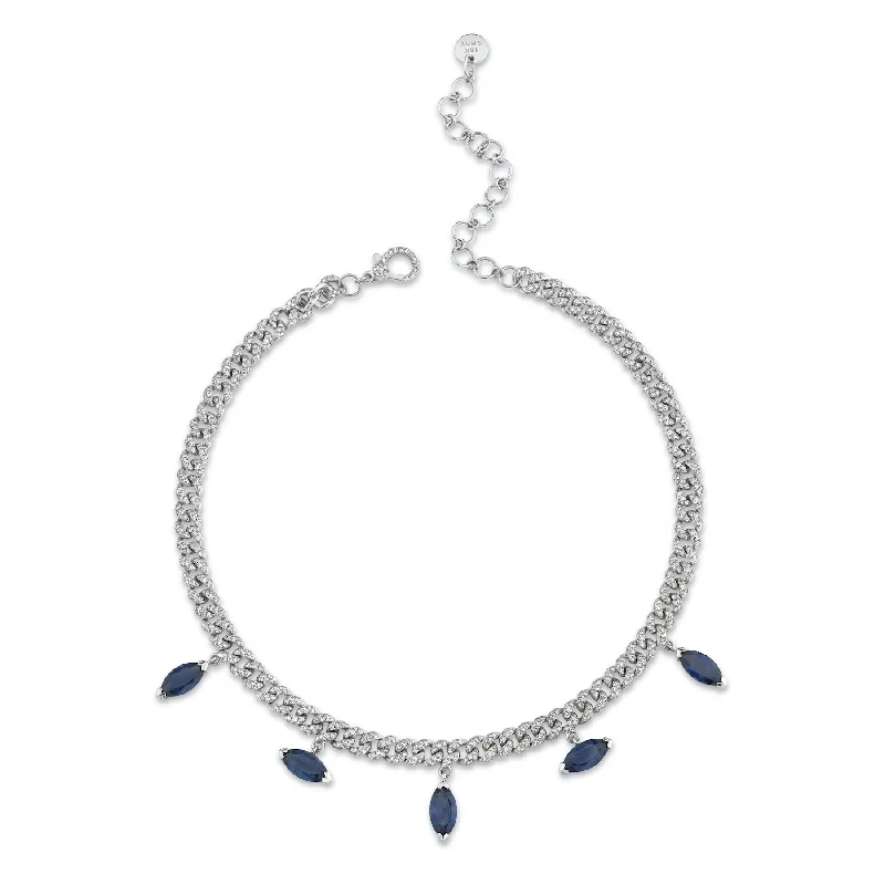 Must-Have Jewelry At Unbelievable Discounts BLUE SAPPHIRE MARQUISE DROP MINI LINK NECKLACE Must-Have Jewelry At Unbelievable Discounts BLUE SAPPHIRE MARQUISE DROP MINI LINK NECKLACE