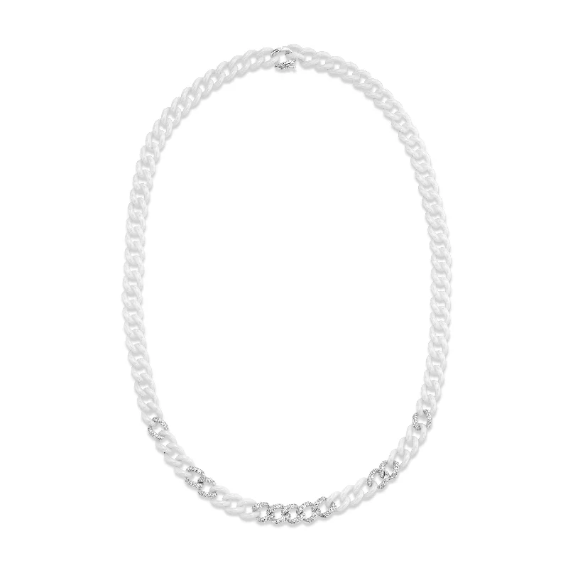 Get The Jewelry You Love At A Price You Love MEN'S 11 PAVE & WHITE CERAMIC MEDIUM LINK NECKLACE Get The Jewelry You Love At A Price You Love MEN'S 11 PAVE & WHITE CERAMIC MEDIUM LINK NECKLACE