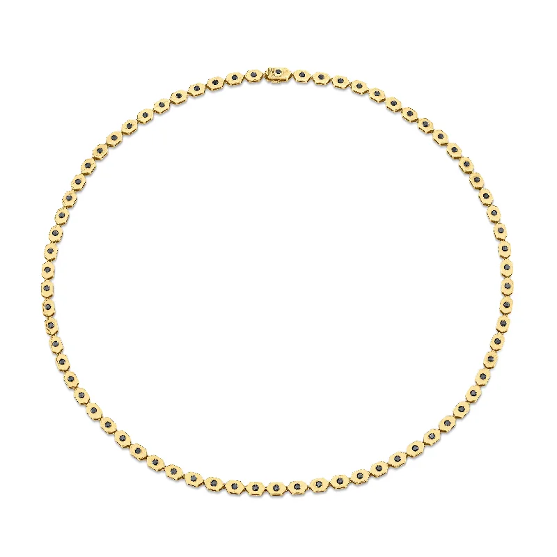 Affordable Luxury Jewelry For Every Occasion MEN'S BLACK DIAMOND ELONGATED HEXAGON TENNIS NECKLACE Affordable Luxury Jewelry For Every Occasion MEN'S BLACK DIAMOND ELONGATED HEXAGON TENNIS NECKLACE