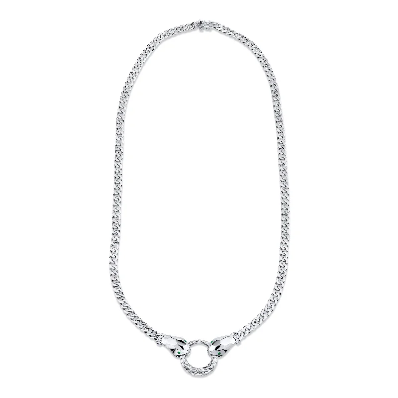 Your Dream Jewelry At Dream Prices MEN'S DIAMOND & GREEN GARNET DOUBLE SNAKE MINI FLAT LINK NECKLACE Your Dream Jewelry At Dream Prices MEN'S DIAMOND & GREEN GARNET DOUBLE SNAKE MINI FLAT LINK NECKLACE